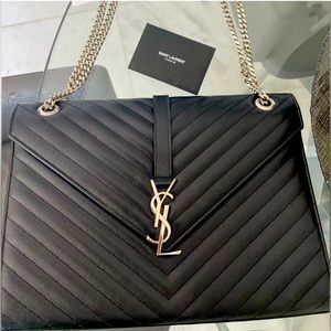 Saint Laurent Large Monogram Chevron Matelassé
Envelope Chain Bag